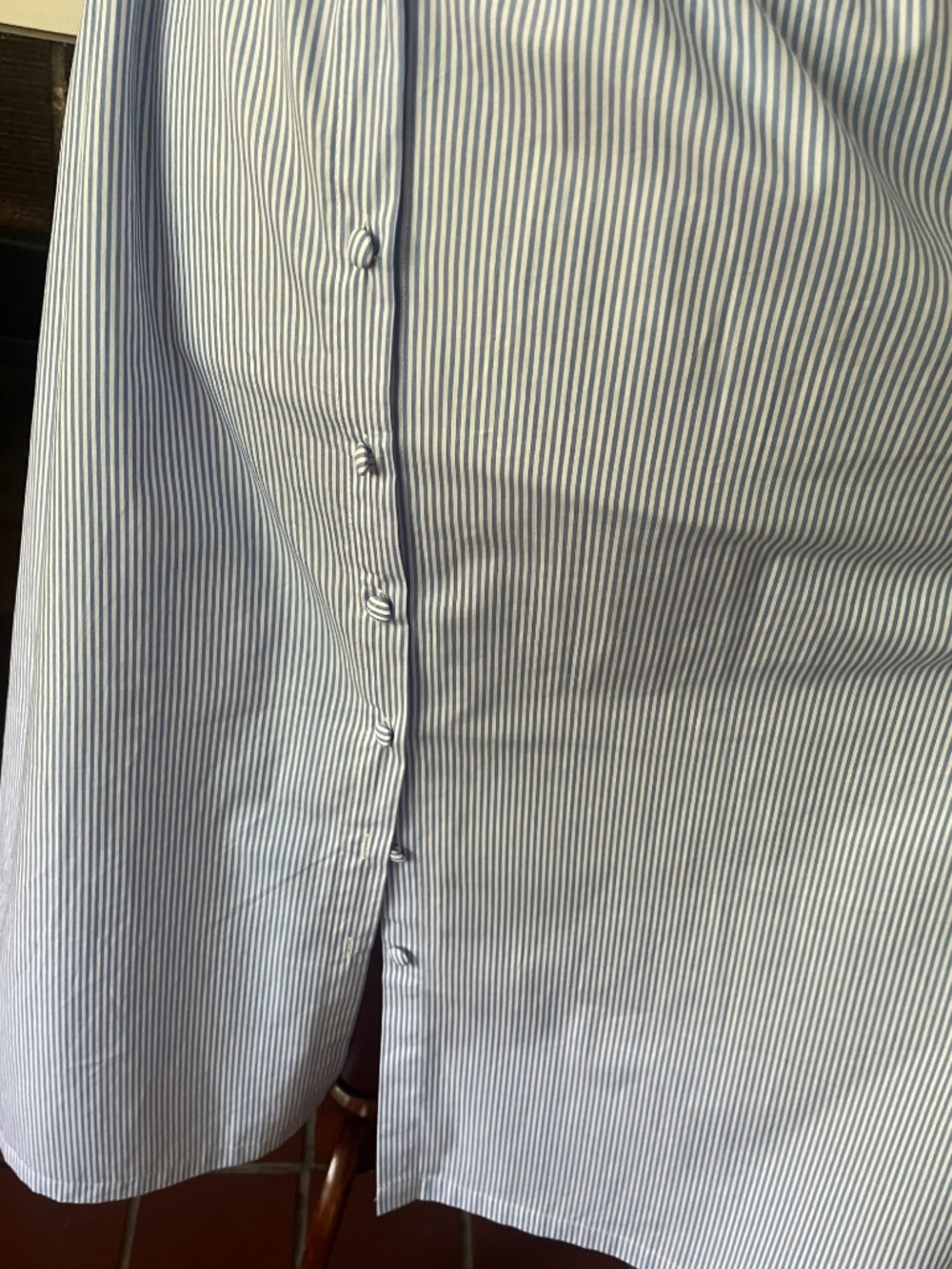 Blue & White Stripe Cotton Shirtdress | Belted | 100% Cotton - Picture 9 of 10
